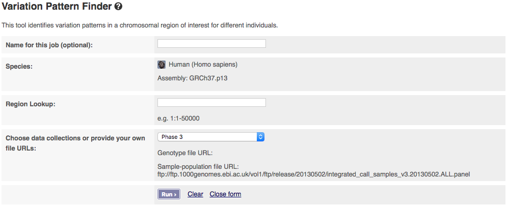 VPF input field